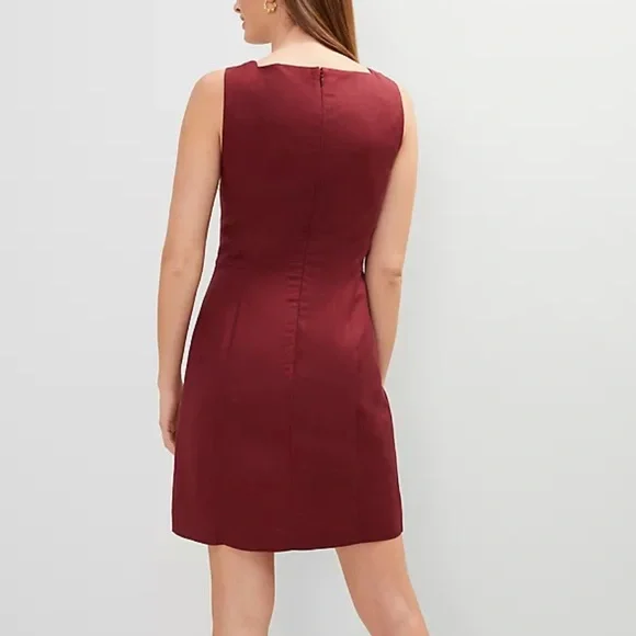 Ann Taylor Linen Blend Square Neck Button Down Midi Dress Women’s 16 NWT - Picture 2 of 8